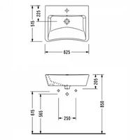 WASHBASIN Раковина для людей с ограниченными возможностями 62,5 см (антибактериальное покрытие) 3044 — фото 2, Раковины подвесные