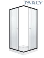 Душевой уголок Parly 80х80 см, с поддоном, профиль черный , стекло матовое арт-ZQ81B — фото 4, Квадратные душевые уголки