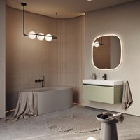 Подвесная тумба 81 см с одним ящиком в цвете шалфей зеленый, с умывальником арт-PUR0108SH — фото 4, Тумбы с раковиной