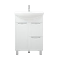 тумба Альфа 60 (Элеганс 60) 2 ящика 1 дверь напольная белая без умывальника арт-MFR80014WT — фото 1, Тумбы под раковину