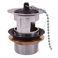 MD0797 Водослив для умывальника 5/4" с резиновой пробкой, металл — фото 1, Слив и канализация