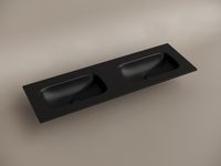 Раковина накладная мебельная Grace прямоугольная 1410x457x137 с двумя чашами без отверстий под смеситель, цвет черный матовый арт-CN7022MBwx — фото 2, Раковины накладные