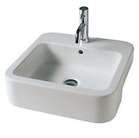 Раковина HATRIA HAPPY HOUR полувстраиваемая с одним отверстием с переливом цвет белый арт-Y0M801 — фото 1, Раковины накладные