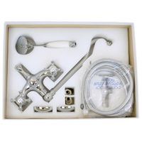 PRESTIGE Душевой настенный гарнитур (см-ль д/ванны/колонна ARCO/верхний душ/шланг/ручной душ), хром 32790 — фото 9, Душевые гарнитуры