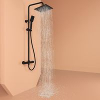 Душевая стойка SANCOS KANEDO с термостатом с верхним душем 248x248 мм ручным душем 110 мм 4 режима черный матовый арт-SC7100MB — фото 4, Душевые стойки