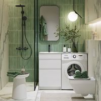 Товар: Напольная тумба под стиральную машину с двумя ящиками 115 см, цвет белый с умывальником арт-DU01052N+FOR.11.04.D-L - фото 2 Напольная тумба под стиральную машину с двумя ящиками 115 см, цвет белый с умывальником арт-DU01052N+FOR.11.04.D-L — фото 2, Тумбы с раковиной