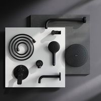 FB85A3RH32 X-Joy, набор: встроеный см-ль, излив, верхний душ 220 мм, ручн.душ, черный — фото 3, Встраиваемые душевые комплекты