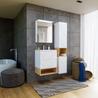 Тумба с раковиной и нишей Бриклаер , белый/дуб бунратти арт-КРИСТАЛЛ 60B — фото 8, Тумбы с раковиной