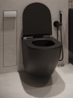 Agger Унитаз подвесной безободковый черный с инсталляцией, микролифт, кнопка смыва белая арт-ATI03144+APB288 — фото 9, Комплекты унитаз + инсталляция