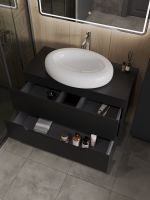 Orange Line Li-100TubMDF+B08-640W тумба с раковиной подвесная 100 см, черный/белый Li-100TubMDF+B08-640W — фото 4, Тумбы с раковиной