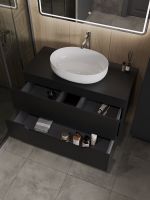 Orange Line Li-100TubMDF+B05-520W тумба с раковиной подвесная 100 см, черный/белый Li-100TubMDF+B05-520W — фото 4, Тумбы с раковиной