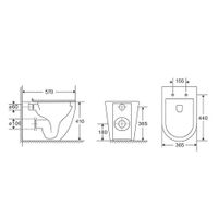 Унитаз приставной Azario Grado 365х570х410 безободковый, смыв "Торнадо", в комплекте с быстросъемным сидением микролифт арт-AZ-2141D-UQ1 — фото 14, Приставные унитазы
