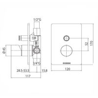 Смеситель Bossini Oki для ванны и душа встраиваемый внешняя часть на 2 потребителя цвет хром арт-Z00006.030 — фото 2, Смеситель для душа