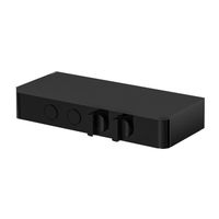 Смеситель для душа, Fima Carlo Frattini, Switch, тип открывания воды-вентильный, ручка смешивания воды термостата, ручка регулировки напора, 2 открытия/закрытия напора под давлением, 1 выход на лейку, 1 выход на верхний душ, тип регулирования воды-термостатический картридж, монтаж-настенный встраиваемый, внутренняя часть-необходимо заказать, основа из сатинированного стекла, стекло-чёрное, цвет-чёрный матовый арт-F5940NS — фото 1, Смеситель для душа