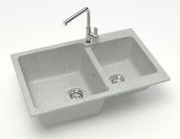 Кухонная мойка AZARIO Grand 765х500х190 двойная, искусственный мрамор, цвет Светло серый арт-CS00079906 — фото 1, Кухонные мойки