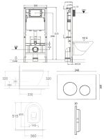 Agger Унитаз подвесной безободковый белый с инсталляцией, микролифт, кнопка смыва белая арт-ATI03100+APB188 — фото 1, Комплекты унитаз + инсталляция