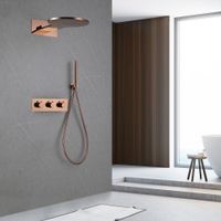 Душевая система ABBER Wasser Kreis скрытого монтажа без излива, термостат, золото матовое арт-AF8151RG — фото 2, Встраиваемые душевые комплекты