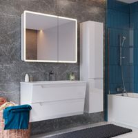 Тумба Lemark MIANO, 100 см под 1 раковину, подвесная, 2 ящика, цвет корпуса, фасада: Белый глянец арт-LM06M100T — фото 7, Тумбы под раковину