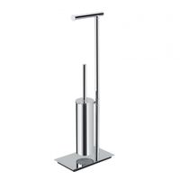 Стойка COLOMBO DESIGN SQUARE B9907 напольная с держателем туалетной бумаги и ершиком цвет хром — фото 1, Стойки - набор держателей
