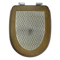 GIANETA Крышка/сиденье унитазa, с системой Microlift, цвет Noce с метал.декором"решетка"/хром 27916 — фото 1, Сиденья для унитаза