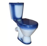 ЭЛЕГАНТ Унитаз-компакт косой вып., нижн. подвод, с арм. и сид."Уклад", креплением, синий. ROSA Вн УнС01 — фото 1, Напольные унитазы