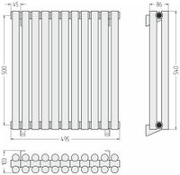 Отопительный радиатор Сунержа Эстет-11 500х495 11 секций Матовый белый арт-30-0302-5011 — фото 3, Радиаторы отопления