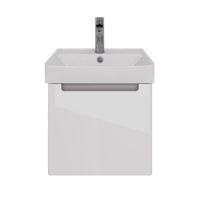 Тумба Lemark BUNO MINI 45 см под 1 раковину, подвесная, 1 ящик, цвет планки: Серый, цвет корпуса, фа арт-LM05BM45T — фото 4, Тумбы под раковину