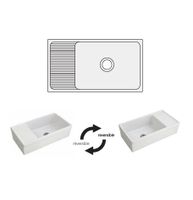 Кухонная мойка SIMAS LAVABI накладная глазированная с 4 сторон без отверстий цвет белый Q540 — фото 2, Кухонные мойки