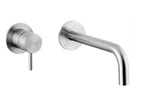 Смеситель для раковины, Cisal, Xion, тип открывания воды-однорычажный, тип установки-встраиваемый, отверстия для монтажа-2, вынос излива, мм-250, цвет-сатинированная сталь арт-XI002511D1 — фото 1, Смесители для раковины