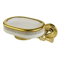 DUBAI Мыльница настенная, керамика белая/swarovski/дек.золото/золото арт-31240 — фото 1, Мыльницы