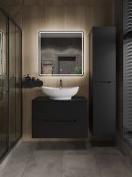 Orange Line Li-80TubMDF+B08-585W тумба с раковиной подвесная 80 см, черный/белый Li-80TubMDF+B08-585W — фото 5, Тумбы с раковиной