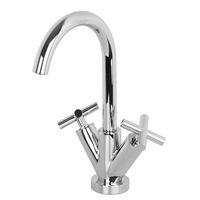 Смеситель для раковины, Fima Carlo Frattini, Maxima, тип открывания воды-вентильный, монтаж-на раковину/столешницу, отверстия для монтажа-1, высота, мм-299, вынос излива, мм-155, тип излива-поворотный, донный клапан-есть, тип подводки-гибкая, стандарт подвода воды-3/8", цвет-хром арт-F5311WCR — фото 1, Смесители для раковины