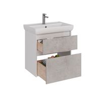 Тумба Lemark COMBI 70 см под 1 раковину, подвесная/напольная, 2 ящика, цвет фасада: Бетон, цвет корп арт-LM03C70T-Beton — фото 1, Тумбы под раковину