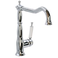 CUCINA OXFORD См-ль д/кухни моноком., ручка белая/хром 18241 — фото 1, Смесители для кухни