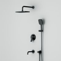 FB85A3RH42 X-Joy, набор: встроеный см-ль, излив, прямоуг.верхний душ 300х210мм, ручн.душ, черный — фото 4, Встраиваемые душевые комплекты