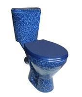 ЭЛЕГАНТ Унитаз-компакт косой вып., нижн. подв., с арм. и сид."Уклад", крепл., кракелюр синий. ROSA Вн УнС03 — фото 1, Напольные унитазы