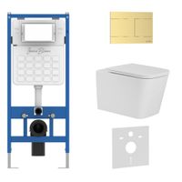 Комплект 3в1 IBERICA BLANCA инсталляция SILENCIO, унитаз TOLEDO ALTO белый, кнопка смыва INOX-R золото матовое (IB001.TLA.234.1503) — фото 1, Комплекты унитаз + инсталляция