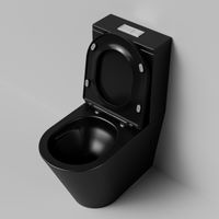 Унитаз напольный Grossman (640х360х835) безободковый,черный матовый с тонкой крышкой,микролифт,смыв торнадо,2 места арт-GR-4458BMSQ — фото 5, Напольные унитазы