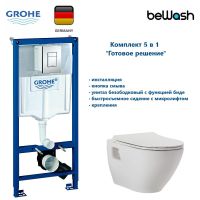 КОМПЛЕКТ Grohe + beWash: Инсталляция 38772001 Grohe Rapid SL + Vettern Унитаз подвесной с функцией биде с сиденьем микролифт белый глянец 82323601+EVB7382 GRH772VET601 — фото 1, Комплекты унитаз + инсталляция