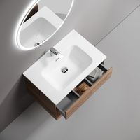 Тумба подвесная SANCOS Marmi 1.0 690х445х520 c одним ящиком оснащенным доводчиками скрытого монтажа и открытой нишей, дуб чарльстон, арт. арт-MR1.070ECH — фото 3, Тумбы под раковину