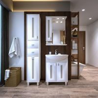 Комплект мебели для ванной Бриклаер БАЛИ 60L, светлая лиственница/белый — фото 1, Комплекты мебели для ванной