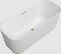 Ванна, Villeroy&Boch, Finion, ширина, мм-1700, глубина, мм-700, высота, мм-480, водоизмещение (л)-221, тип установки-отдельностоящий, форма-прямоугольная, панель-есть, слив-перелив, "Design" кольцо-в комплекте, цвет крышки слива-золото, диаметр слива, мм-52, материал-Quaryl, цвет-альпийский белый/золото арт-UBQ177FIN7A300V201 — фото 1, Акриловые ванны