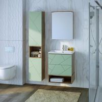 Зеркальный шкаф Бриклаер КРИСТАЛЛ 56 см, дуб гранж песочный арт-4627125417221 — фото 5, Шкафы для ванной