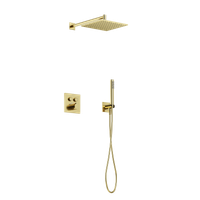 Душевой комплект с термостатом SANCOS Linn, с внутренней частью, брашированное золото, PVD покрытие, арт. SC9022BG — фото 1, Встраиваемые душевые комплекты