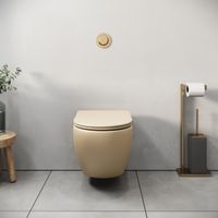 Унитаз Color (485х360х375) БЕЖЕВЫЙ матовый подвеснойбезободковый с тонкой крышкой арт-GR-4455BEMS — фото 4, Подвесные унитазы