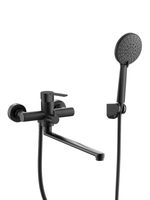 Agger Easy смеситель для ванны однорычажный универсальный с душевым набором, черный матовый арт-A3121144 — фото 3, Смеситель для ванны