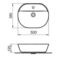 Раковина накладная Azario 500х380х120 овальная, белый арт-AZ-2202 SP — фото 3, Раковины накладные