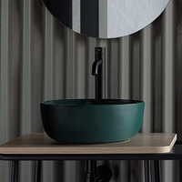 Раковина Scarabeo GLAM накладная без перелива без отверстий цвет зеленый матовый арт-1808 55 — фото 2, Раковины накладные