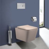 Унитаз подвесной Q-Line безободковый, цвет капучино мат., ультратонкое soft close сиденье арт-VT1-12MC — фото 8, Подвесные унитазы