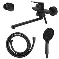 Смеситель для ванны Azario Lursy керамический картридж, длинный излив, с ручным душем, шланг 150 см, черный матовый арт-AZ-K1749B — фото 8, Смеситель для ванны